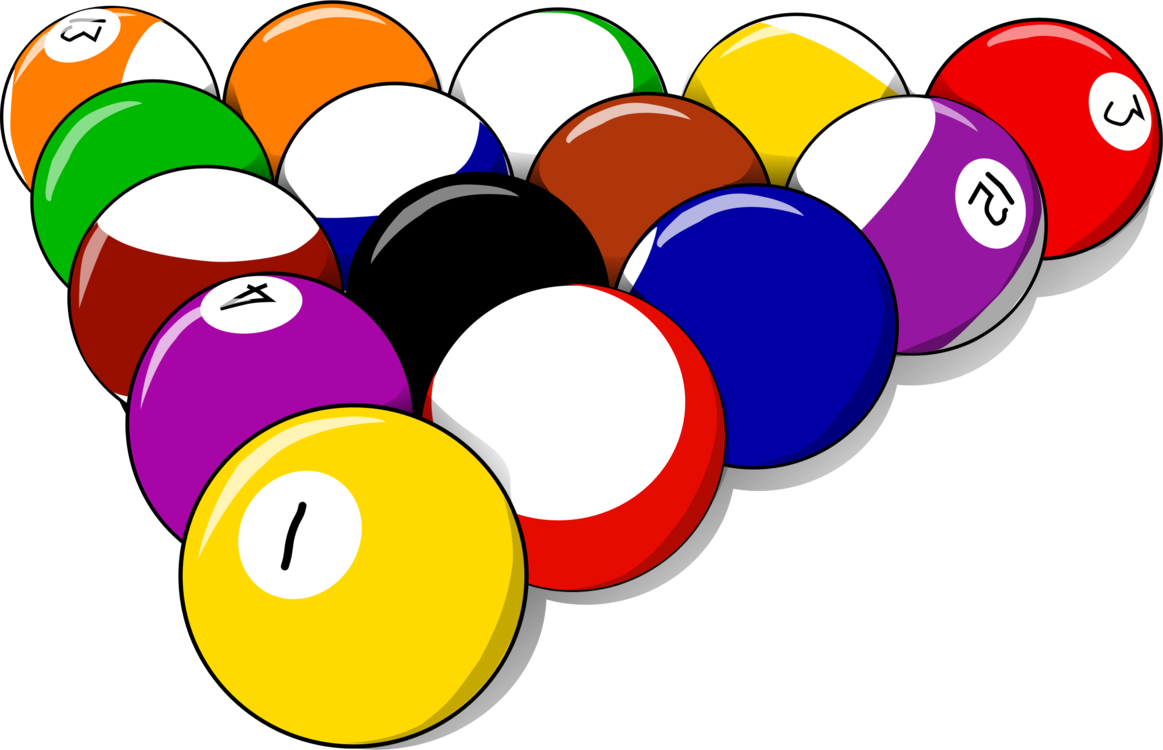 Billiard 桌布 壁紙 — 色彩鮮豔的撞球在純黑背景下排成經典的三角形。