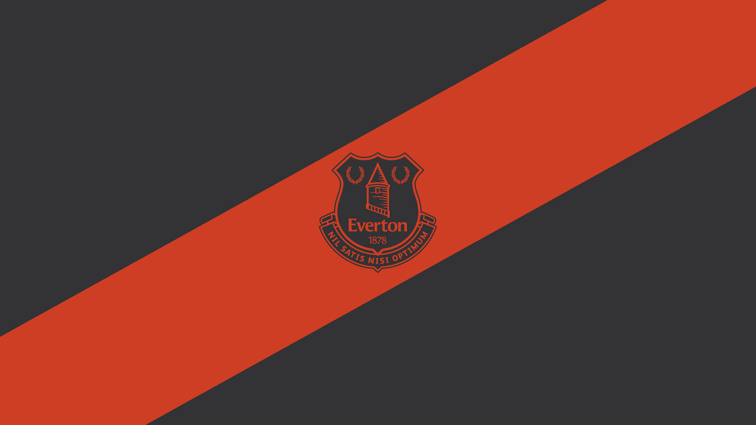 Everton 桌布 壁紙 — 艾佛頓足球會徽章置於大膽的對角線紅色和深灰色背景中央。
