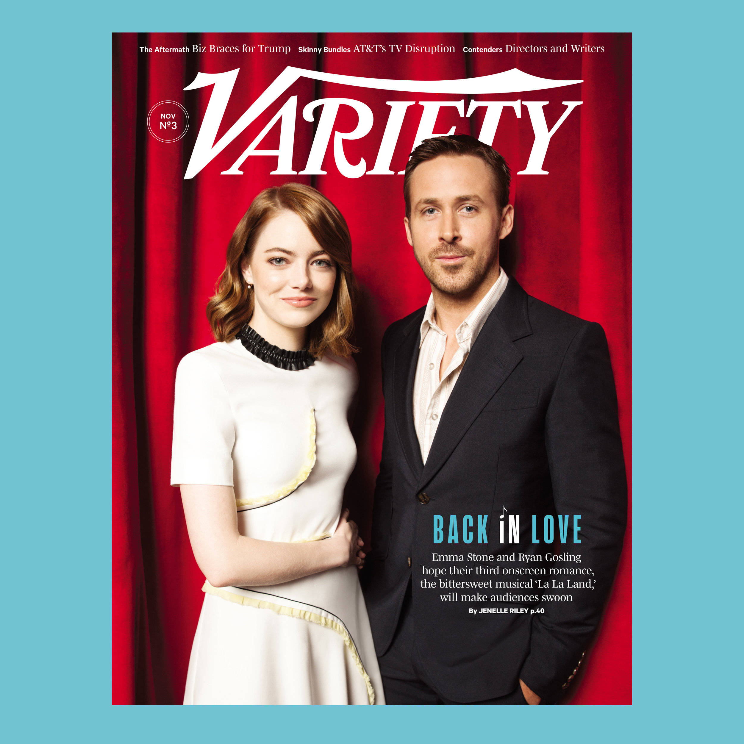 Ryan Gosling 桌布 壁紙 — 艾瑪史東與雷恩葛斯林在紅色窗簾背景前為《Variety》雜誌封面一同擺姿勢。