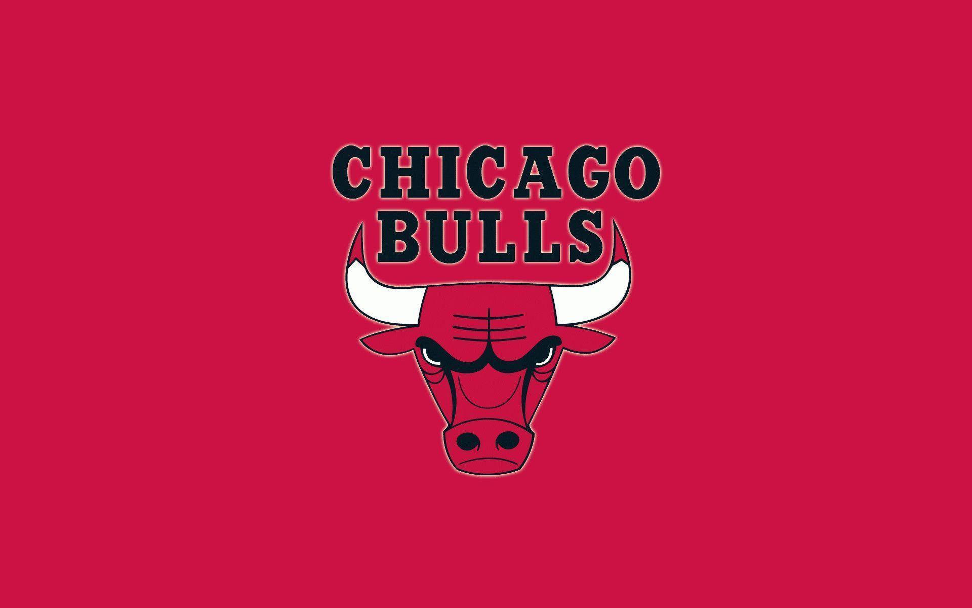 NBA 桌布 壁紙 — 芝加哥公牛隊標誌，紅色公牛頭和白色角置於純紅色背景中央。
