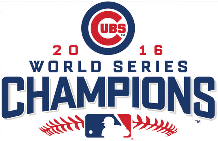 Chicago Cubs Logo 桌布 壁紙 — 芝加哥小熊隊2016年世界大賽冠軍標誌，大膽的藍色和紅色，帶有棒球縫線和MLB剪影。