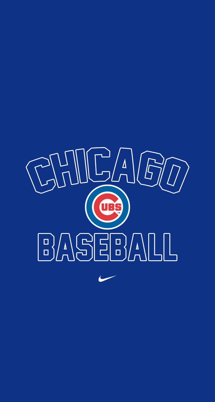 Cubs 桌布 壁紙 — 芝加哥小熊隊棒球標誌，白色輪廓文字和圓形徽章居中在純皇家藍色背景上。