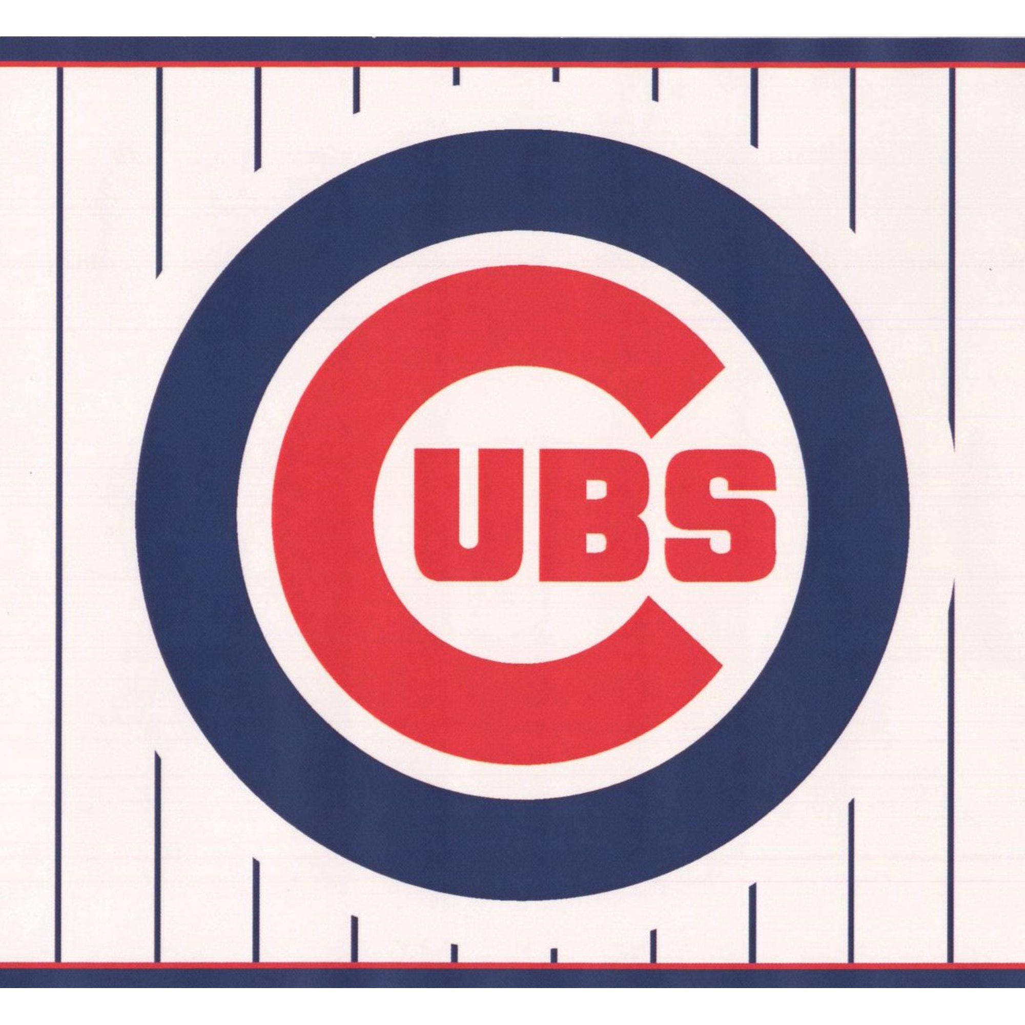 Cubs 桌布 壁紙 — 芝加哥小熊隊棒球標誌居中於白色場地上，帶有海軍藍和紅色點綴及粉筆線。