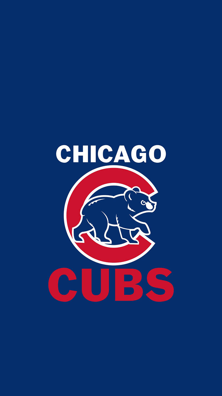 Cubs 桌布 壁紙 — 芝加哥小熊隊標誌，紅色C內有一隻熊，背景為純藍色。