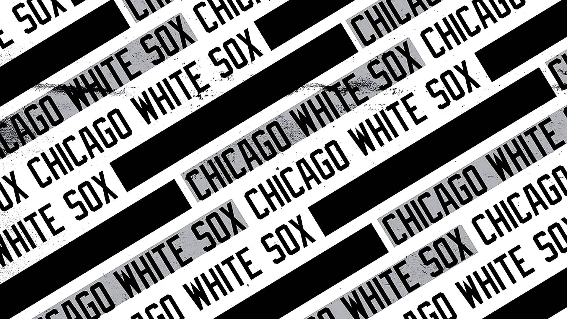 Chicago White Sox 桌布 壁紙 — 芝加哥白襪隊文字以黑白粗體斜紋呈現，創造出高對比度的運動主題圖案。