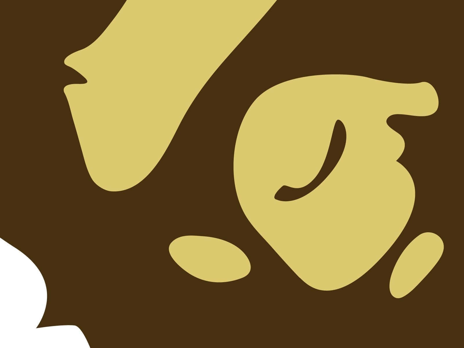 Bape 動態 桌布 壁紙 — 芥末黃色的抽象極簡形狀，在豐富的棕色背景上帶有柔和的有機曲線。