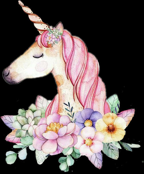 花卉獨角獸插畫 壁紙