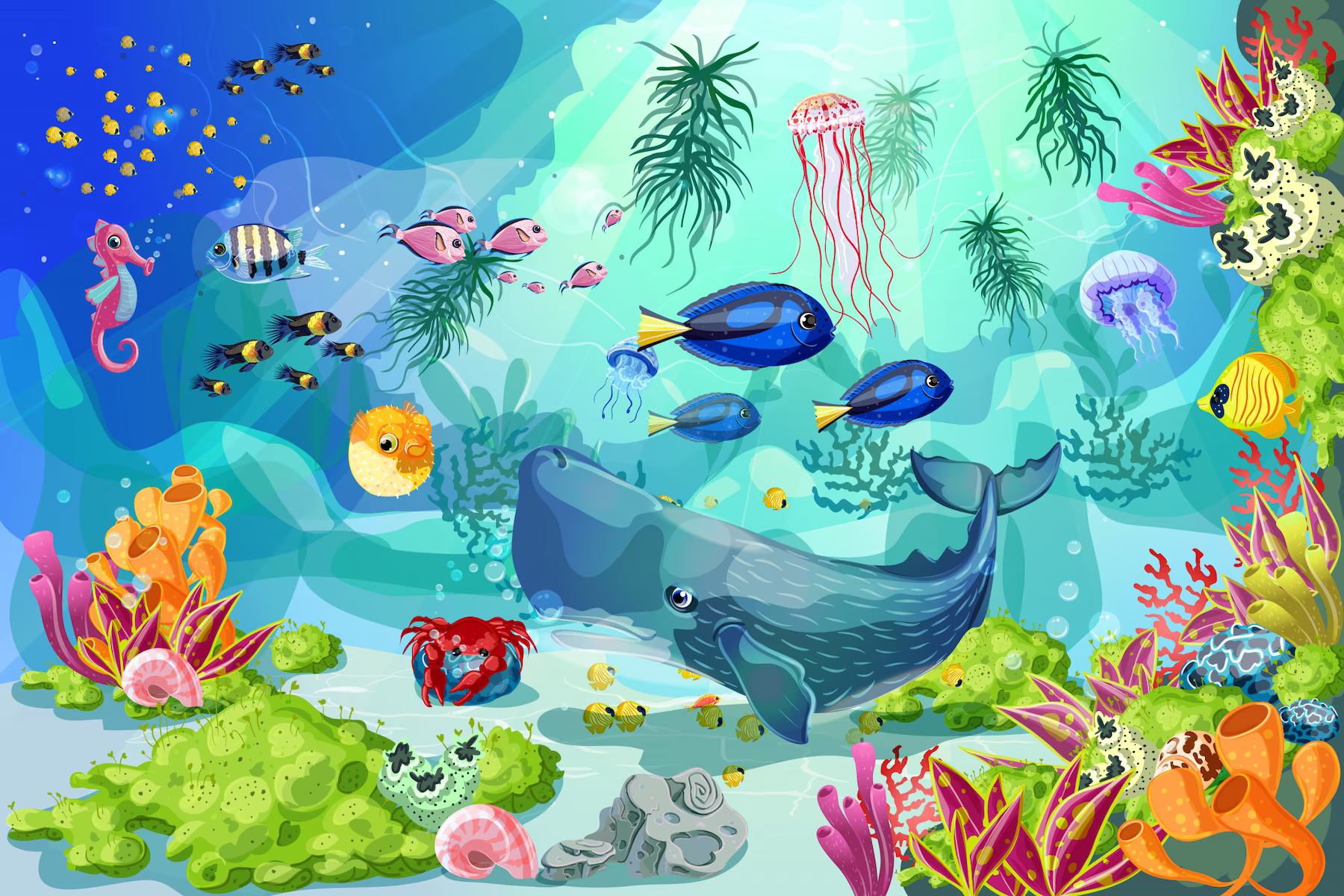 花時間探索現代水族館中繽紛的水中生物。 壁紙