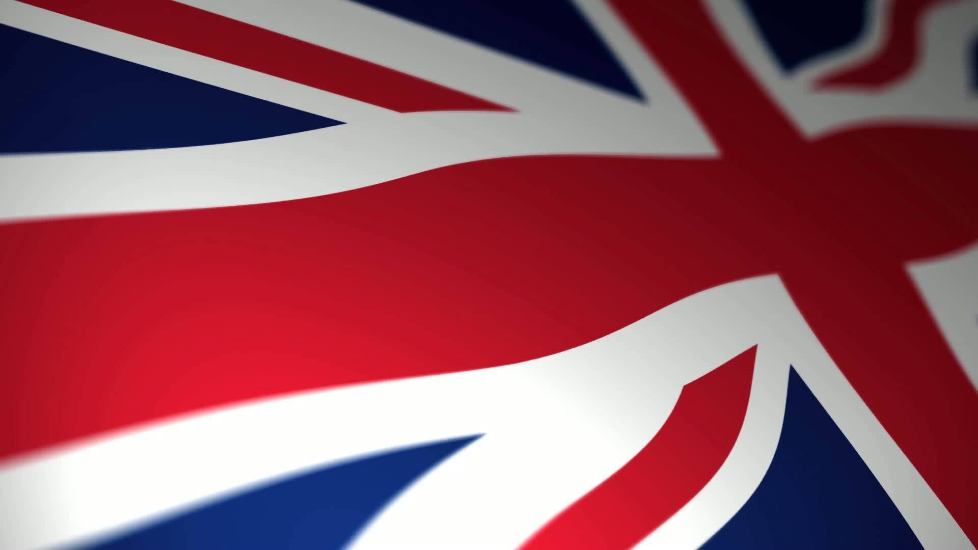 United Kingdom Flag 桌布 壁紙 — 英國國旗的特寫，柔焦效果，布料質感流動。