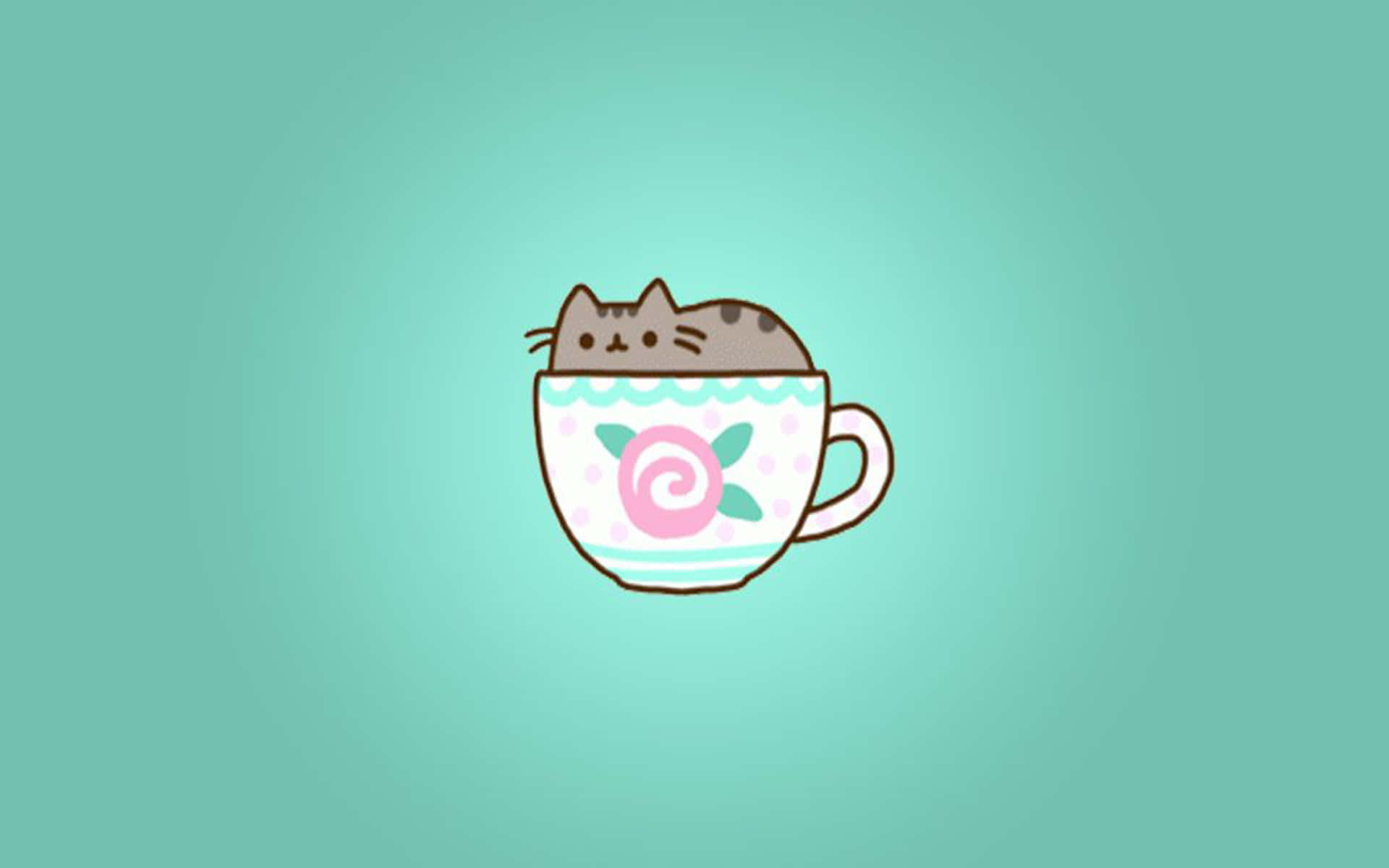 茶杯裡的胖吉貓 壁紙