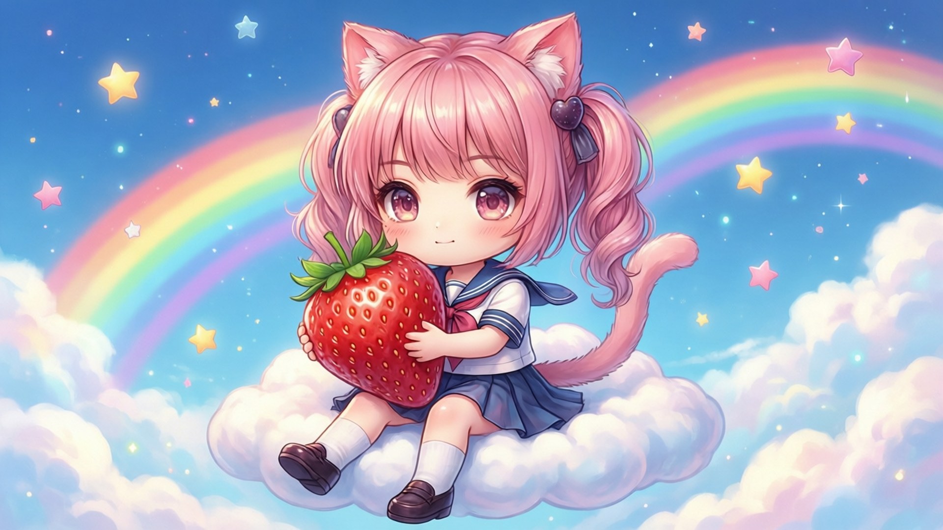 草莓天空Q版 壁紙