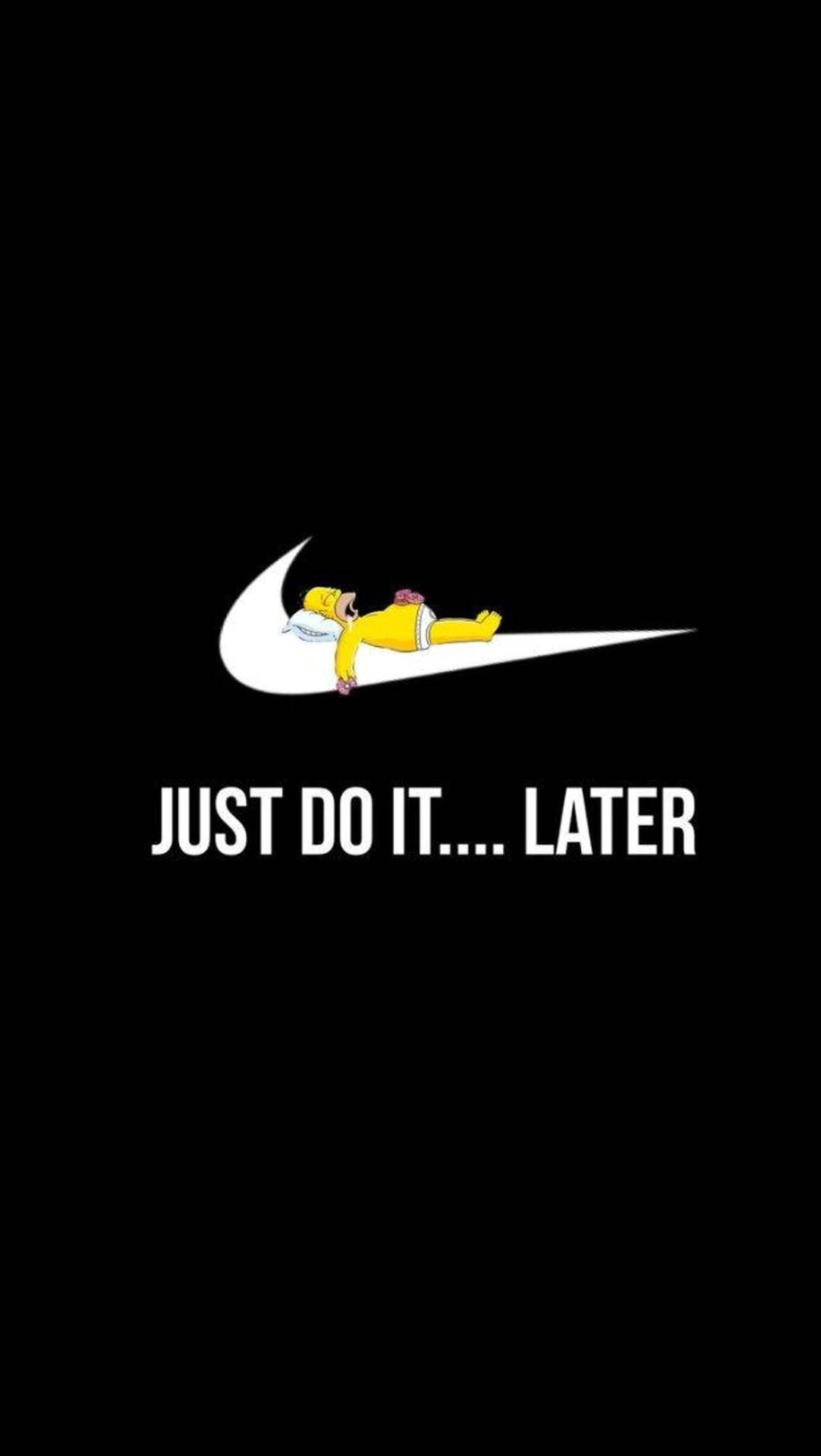 荷馬·辛普森躺在Nike勾勾內，文字寫著just do it later。 — Nike GIF 壁紙