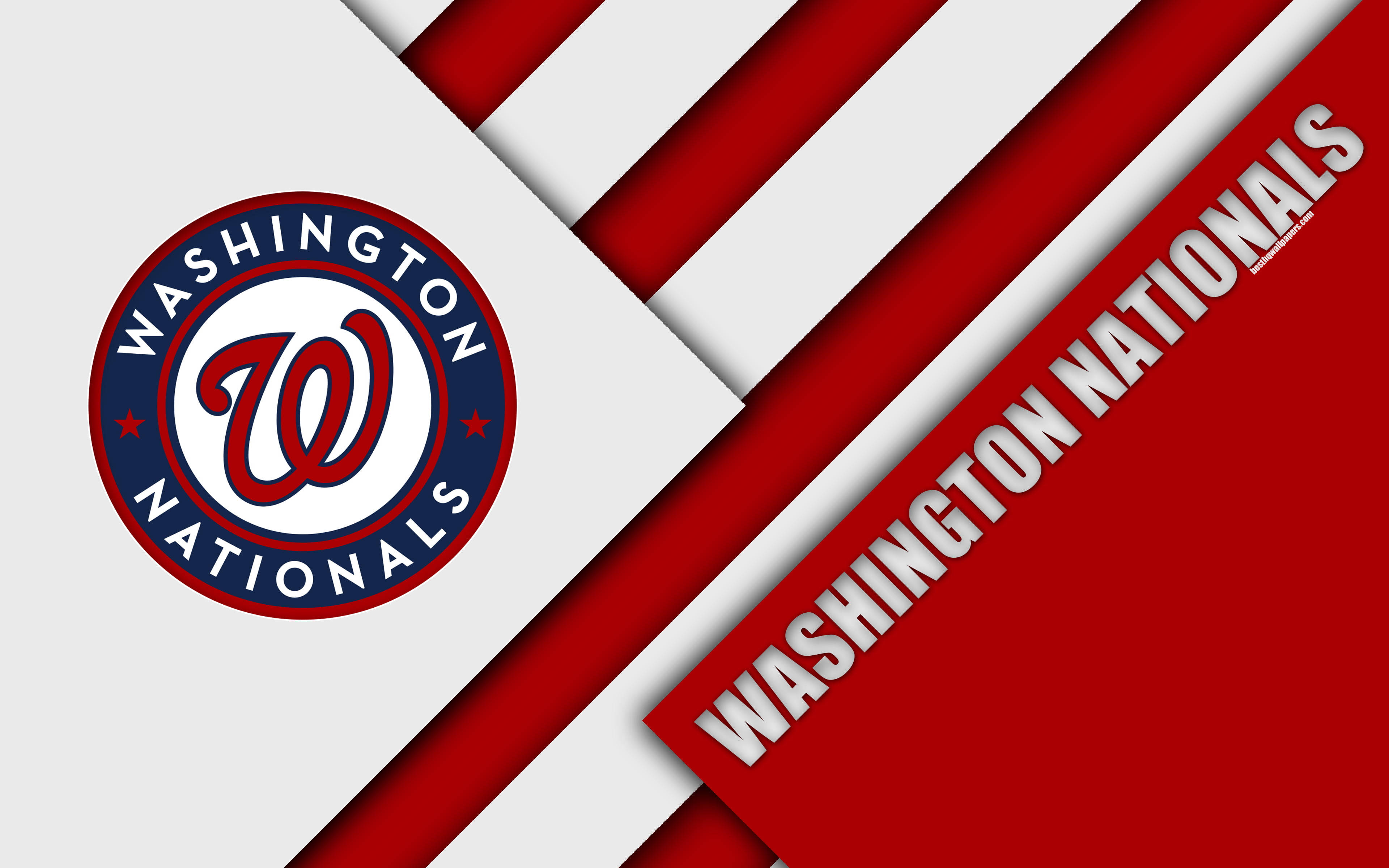 Nationals 桌布 壁紙 — 華盛頓國民隊標誌，背景為大膽的紅白斜紋條紋。