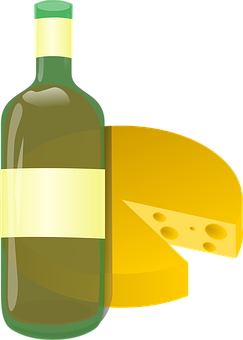 葡萄酒與起司插圖 壁紙
