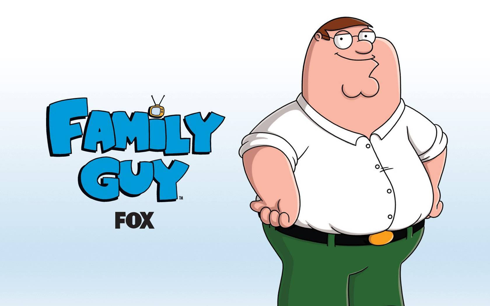 《蓋酷家庭》的 Peter Griffin 卡通，穿著白色襯衫和綠色褲子。 — 彼得·格里芬 壁紙