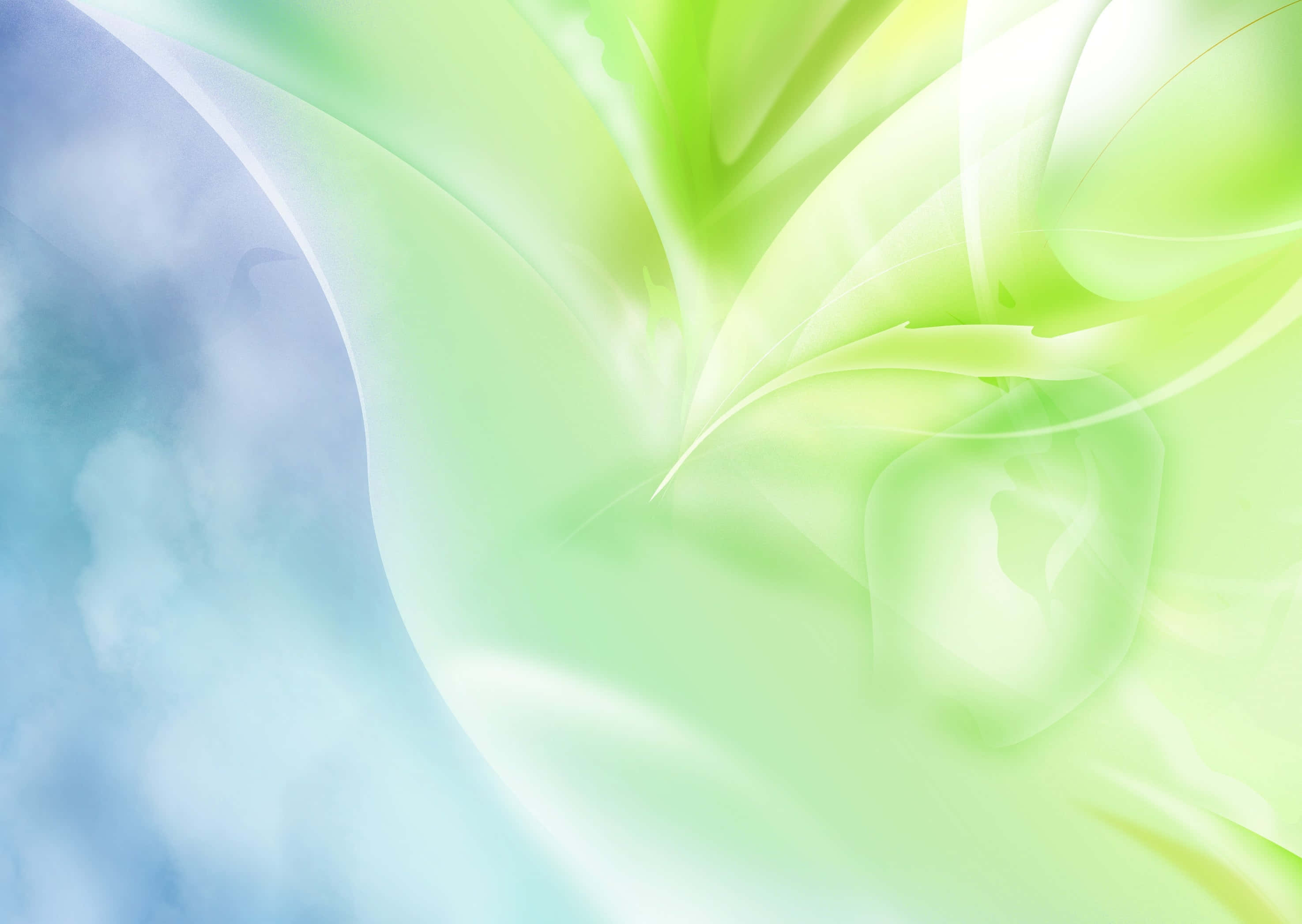 waves 桌布 壁紙 — 薄荷綠和天藍色的柔和流動漸層，營造出帶有明亮高光的寧靜抽象漩渦。