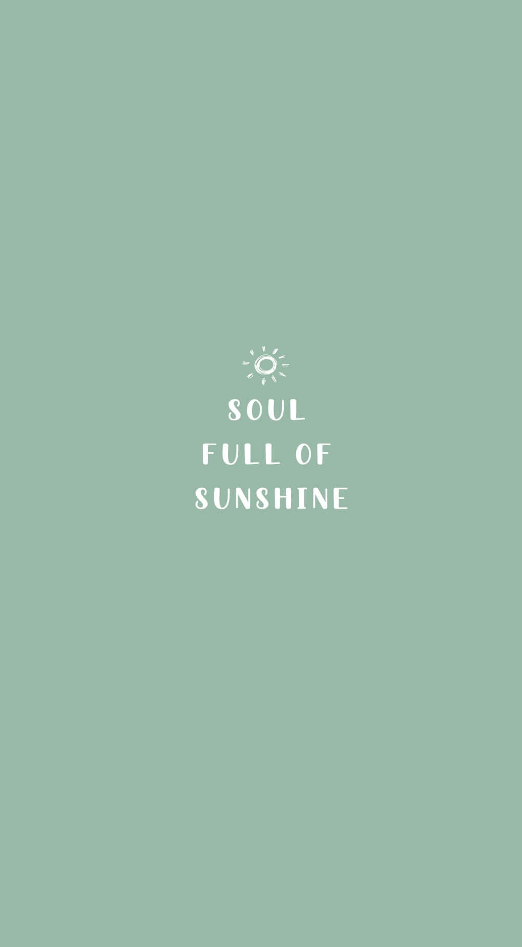 花 桌布 壁紙 — 薄荷綠色極簡風格桌布，中央有白色文字 soul full of sunshine 和太陽圖示。