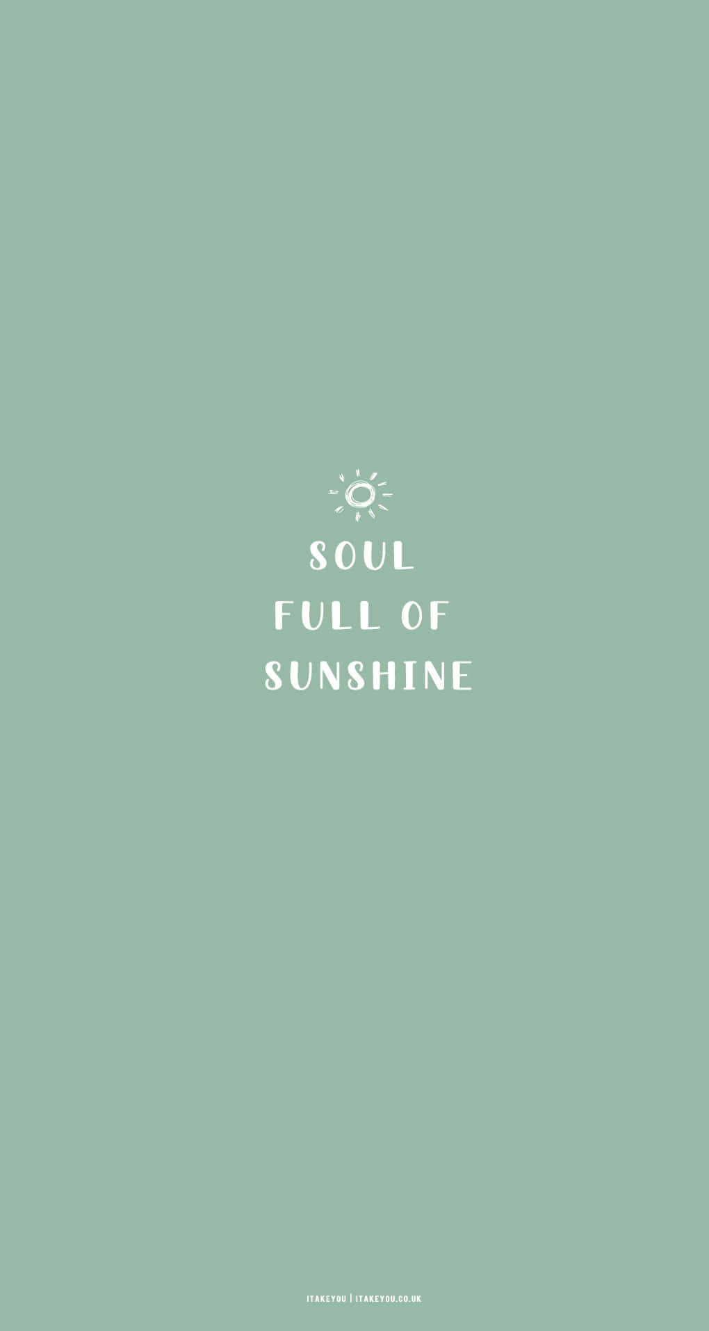 桌布 壁紙 — 薄荷綠色簡約桌布，中央有白色文字 soul full of sunshine 和太陽圖示。