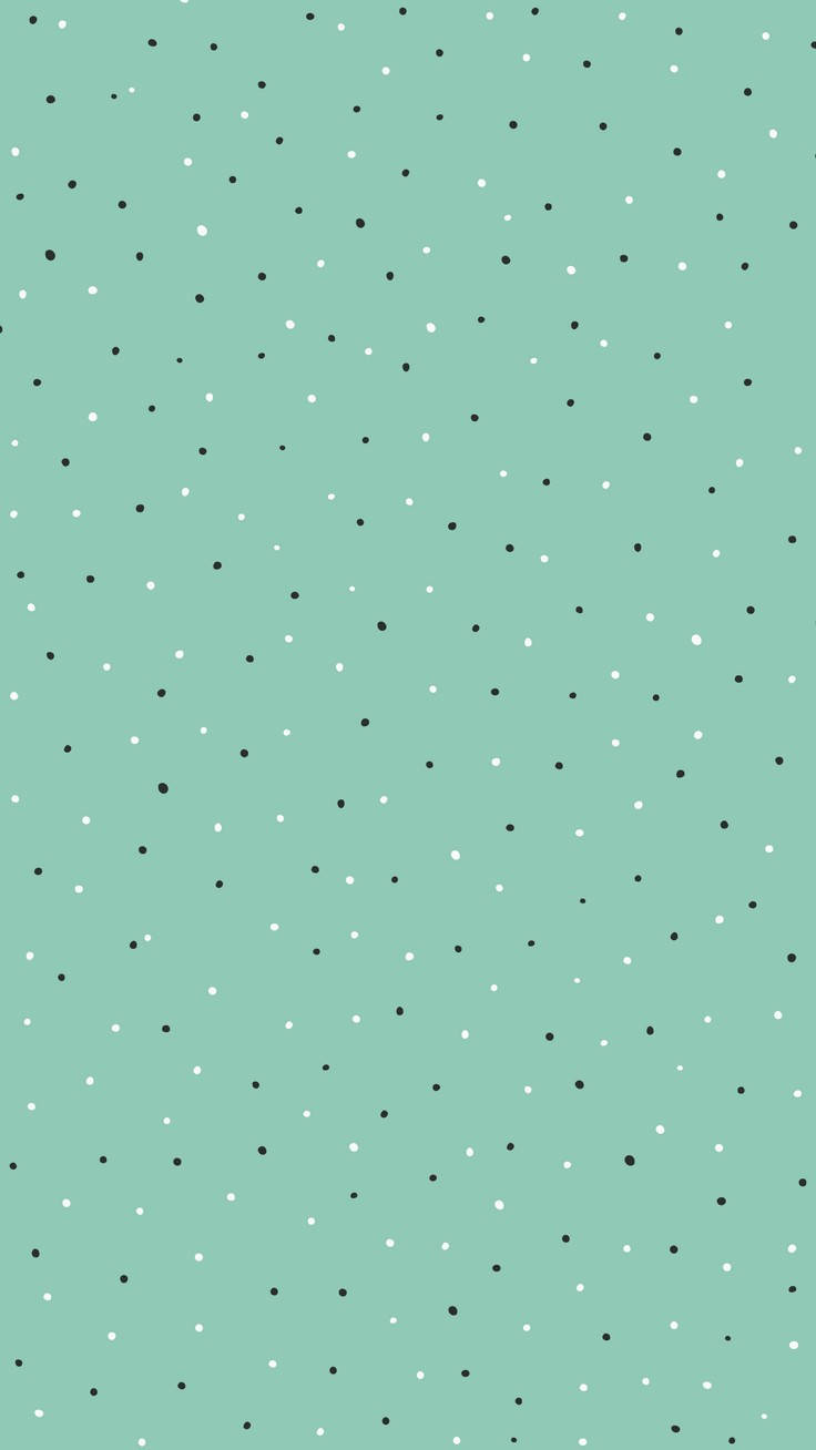 Preppy 桌布 壁紙 — 薄荷綠色背景，散佈著黑白圓點，形成極簡圖案。