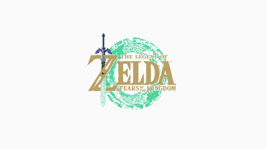 The Legend Of Zelda Tears Of The Kingdom 桌布 壁紙 — 《薩爾達傳說 王國之淚》標誌，一把劍刺穿風格化文字，背景為白色。