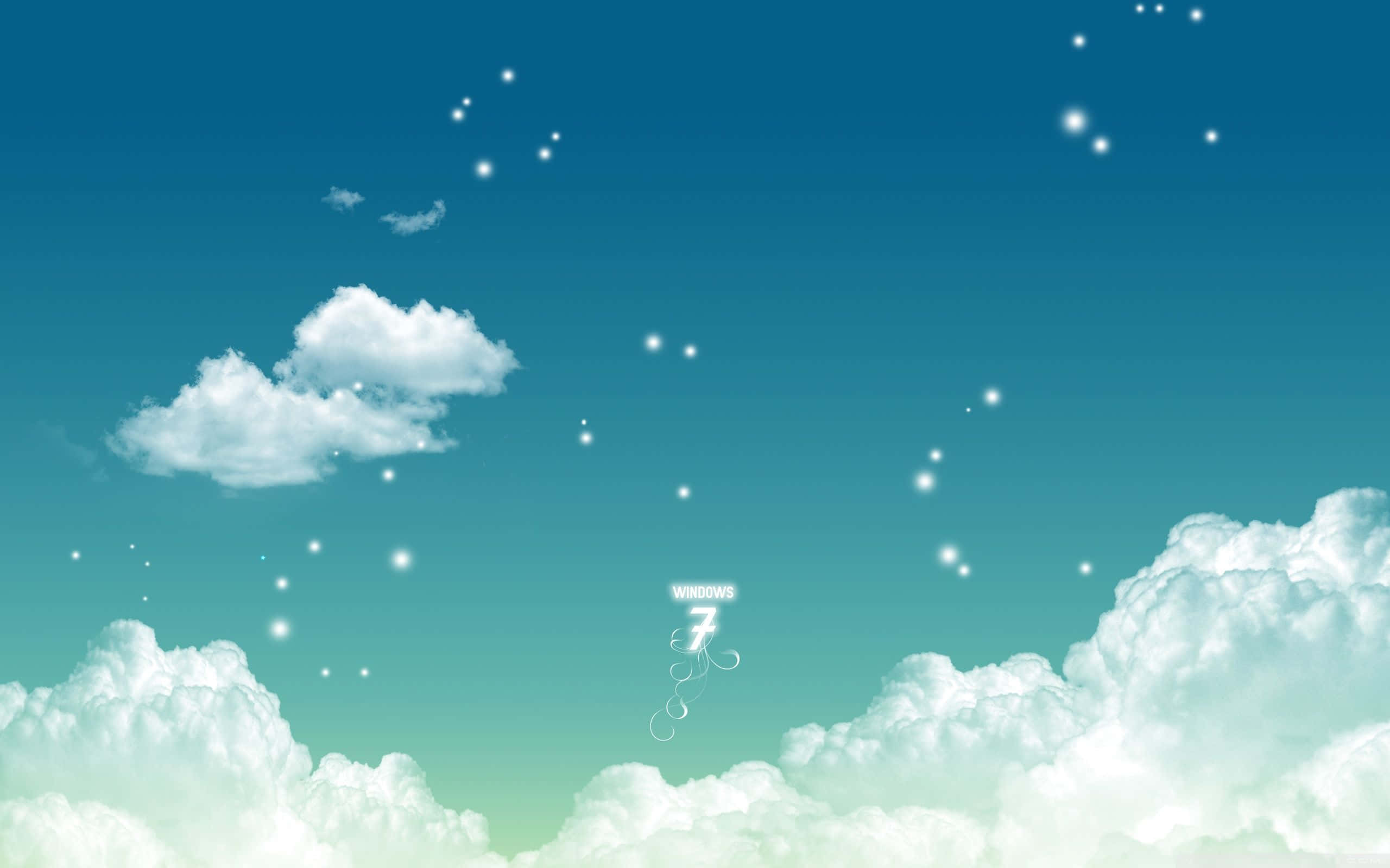 藍天白雲與一架飛機在空中飛行 壁紙