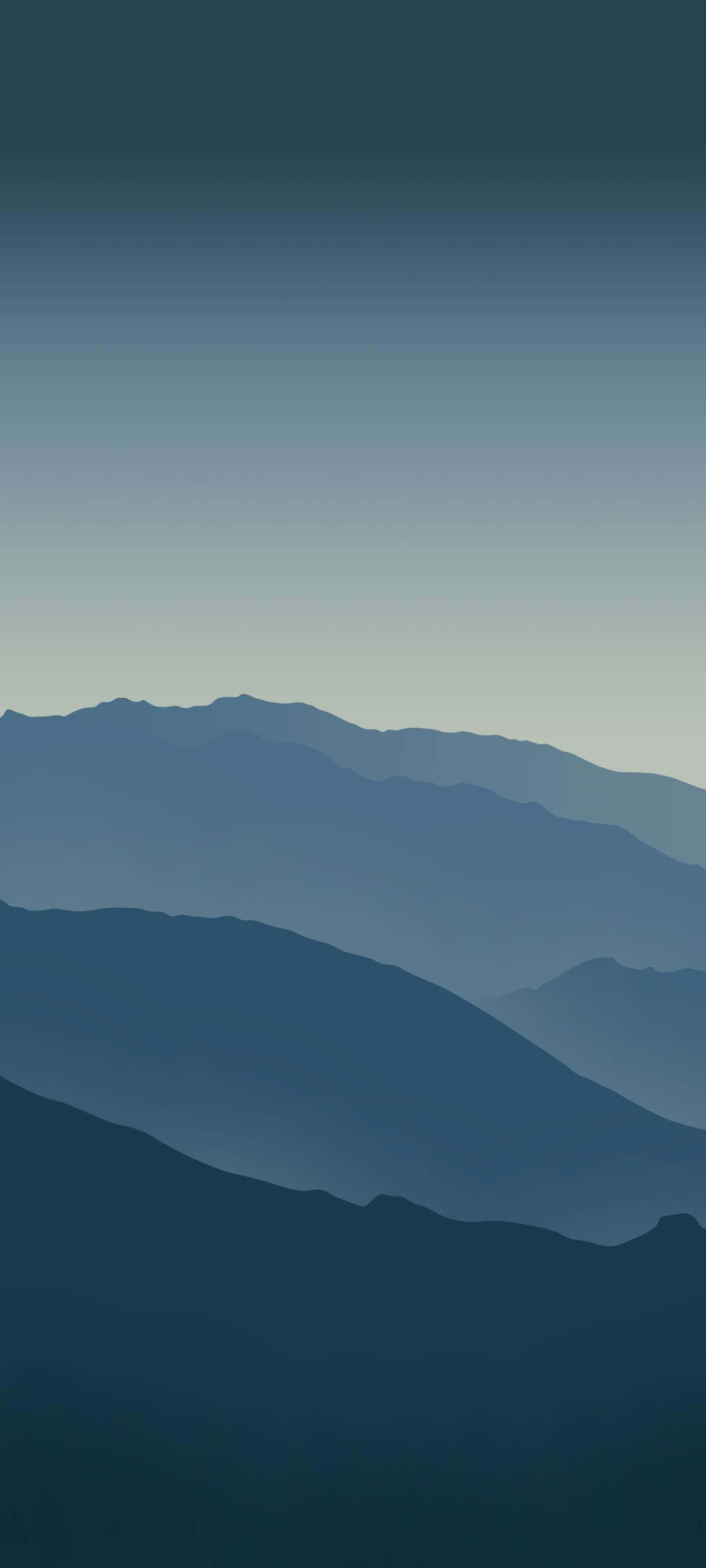 藍天與遠山背景 壁紙