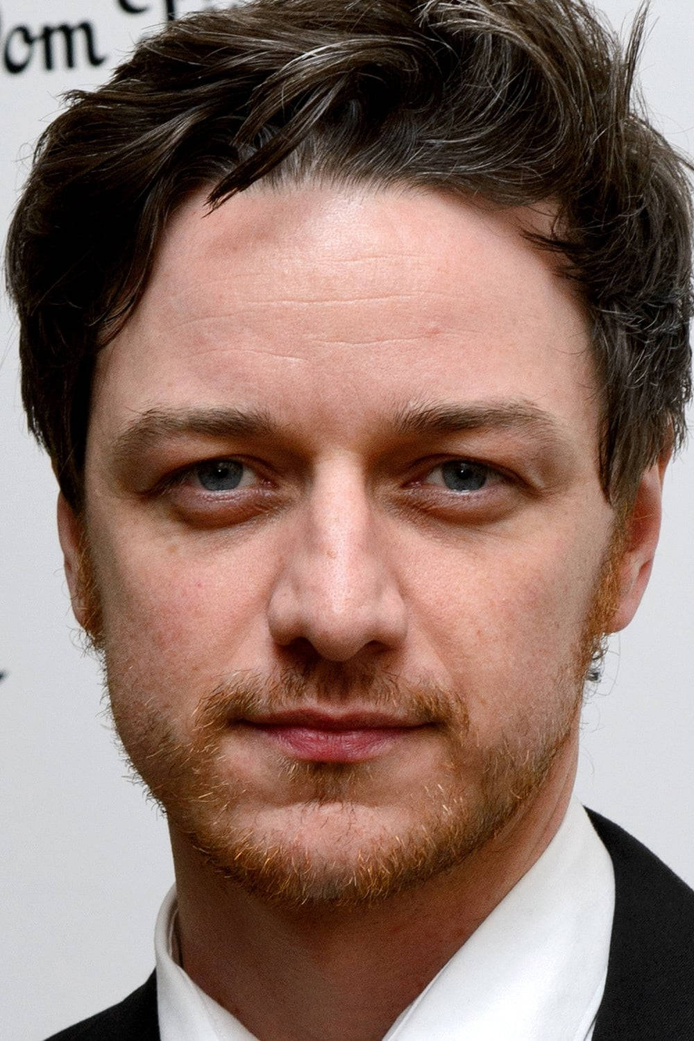 Celebrity 桌布 壁紙 — 藍眼睛、紅鬍鬚男士的特寫肖像，身穿黑色西裝和白色襯衫。