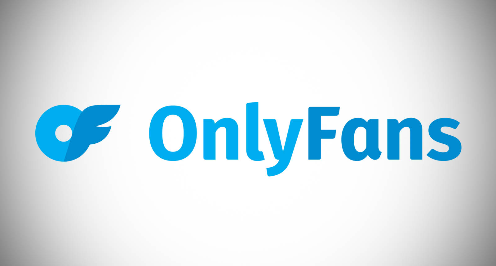 品牌 桌布 壁紙 — 藍色 OnlyFans 標誌居中於柔和漸變白色背景上，搭配簡潔現代字體。