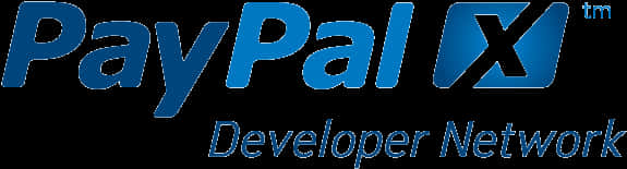 Paypal Logo 桌布 壁紙 — 藍色 PayPal Developer Network 標誌，帶有風格化 X 符號，黑色背景。