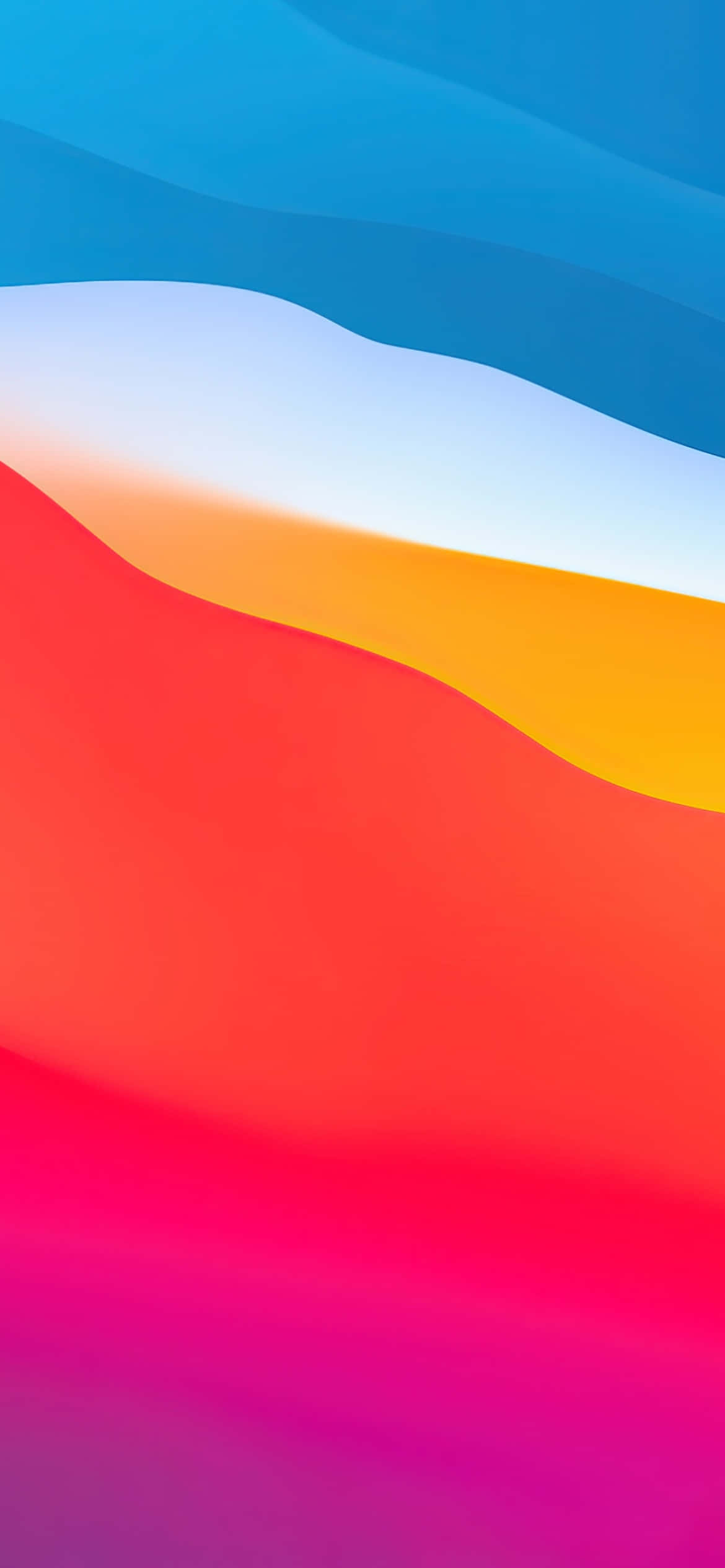 Colorful Phone 桌布 壁紙 — 藍色、白色、橙色、紅色和洋紅色的鮮豔抽象波浪在螢幕上流暢流動。