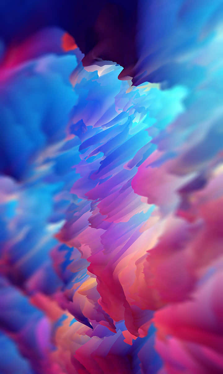 720x1208 桌布 壁紙 — 藍色、紫色和粉紅色的鮮豔抽象漩渦在流暢的數位繪畫中融合，邊緣柔和發光。