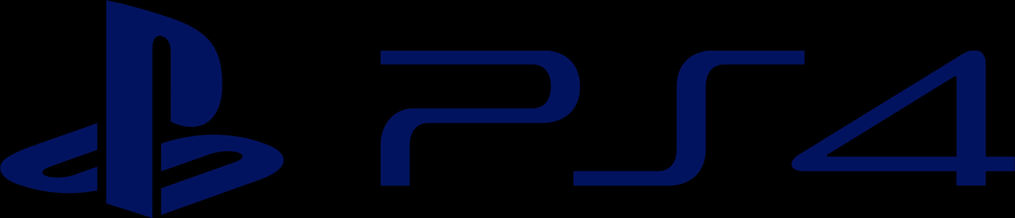 Playstation Logo 桌布 壁紙 — 藍色PlayStation 4標誌在黑色背景上發光，搭配時尚現代字體。