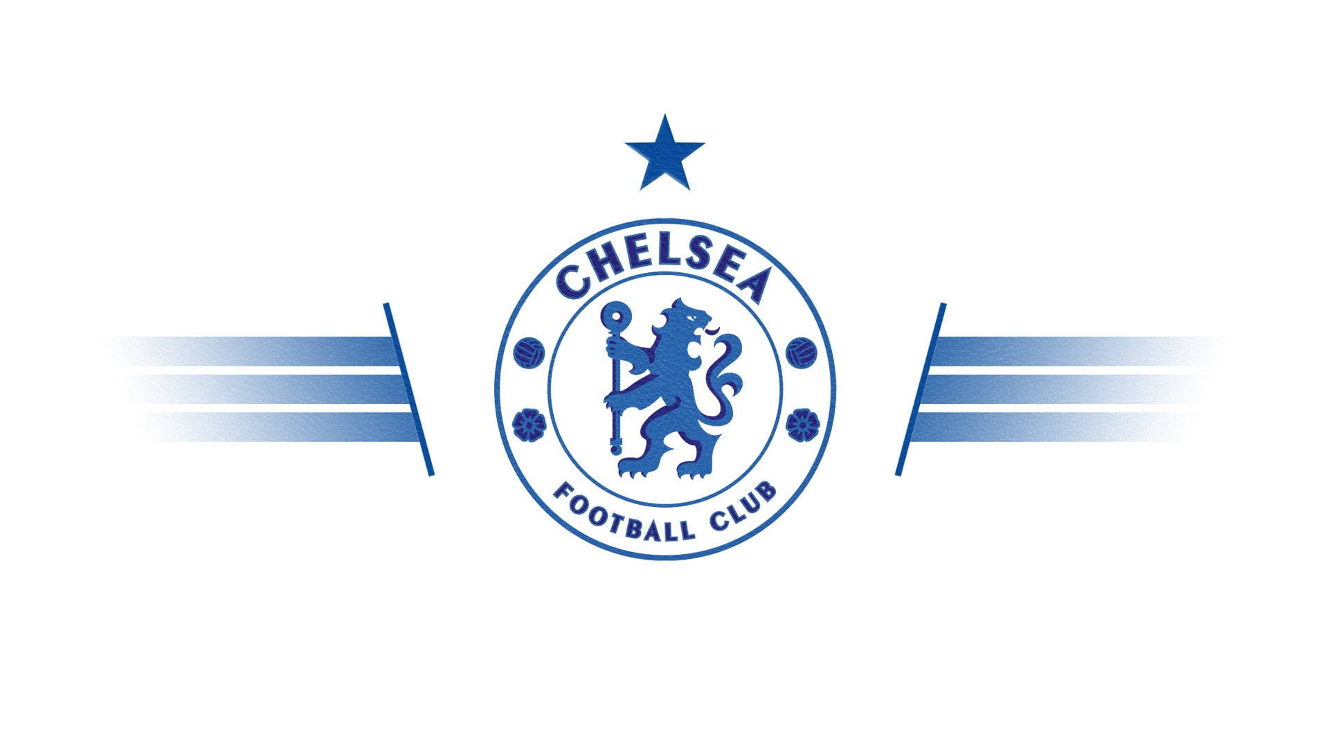 chelsea fc logo 桌布 壁紙 — 藍色切爾西足球俱樂部標誌，白色背景上有星星和條紋。