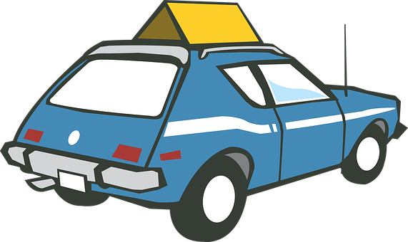 藍色卡通汽車插圖 壁紙