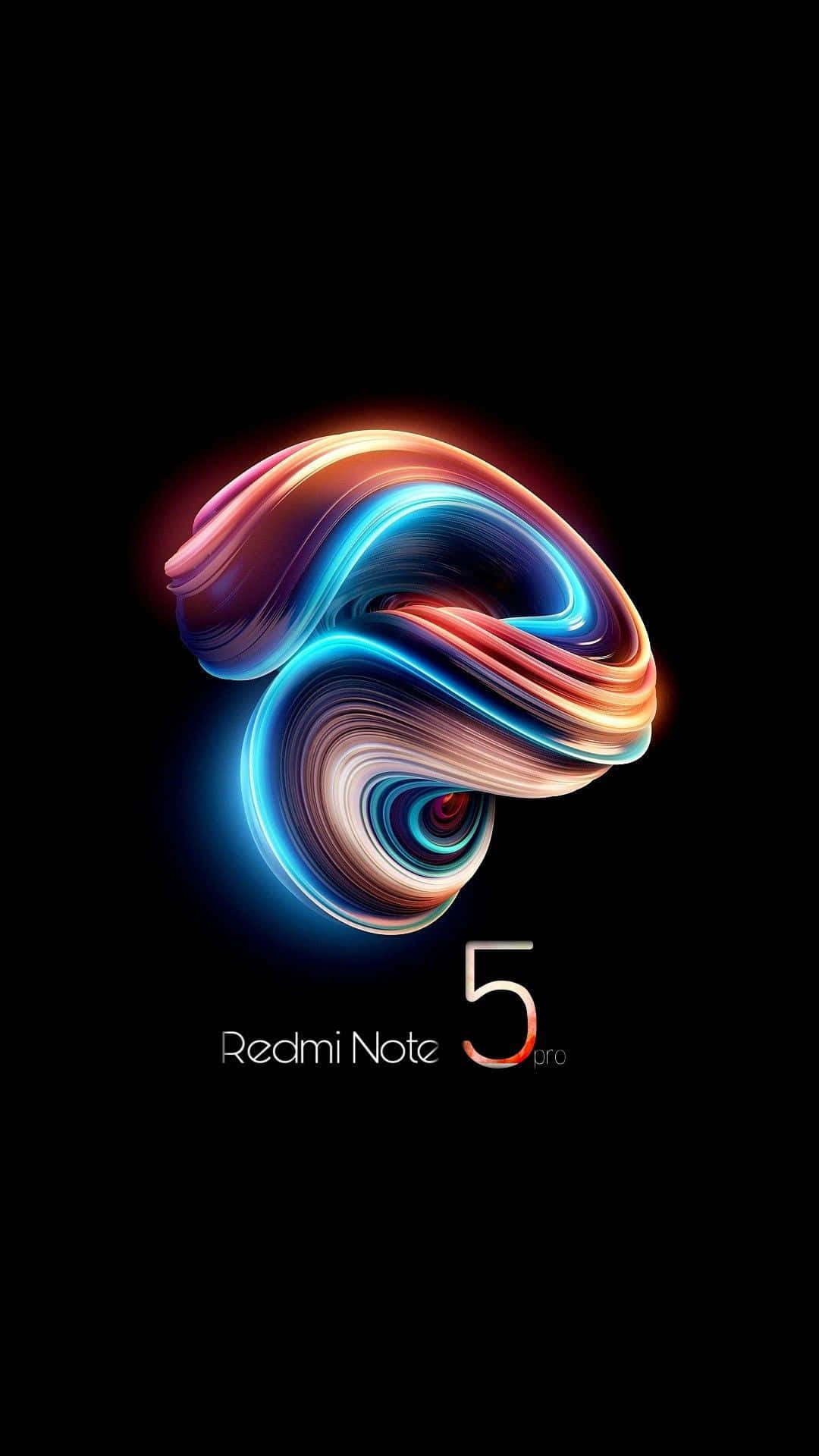 Xiaomi 桌布 壁紙 — 藍色和橙色光芒的發光抽象漩渦在黑色背景上形成一個風格化的數字五。