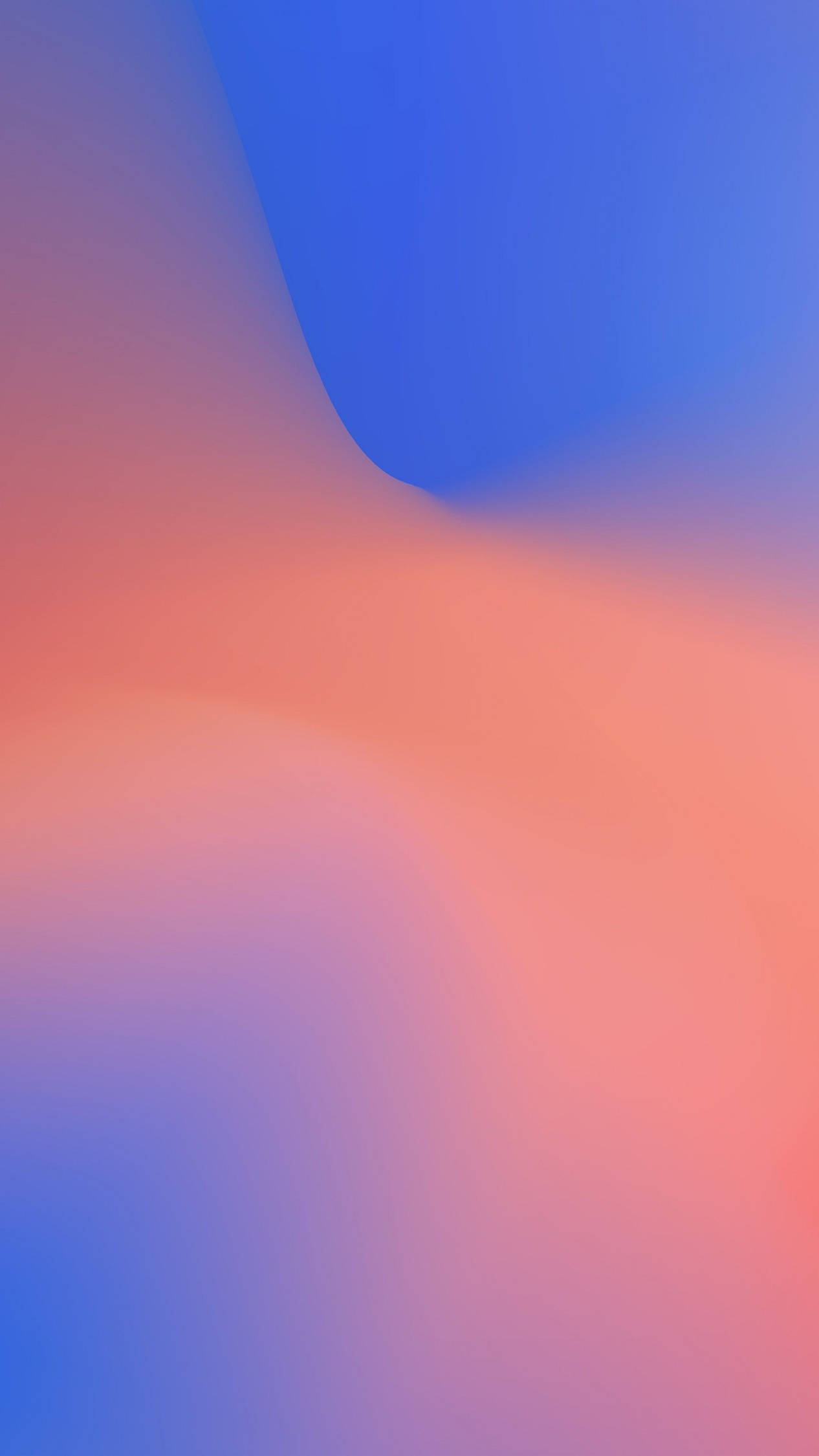 藍色和珊瑚粉色的抽象漸變，帶有柔和流動的波浪。 — 4K Android 壁紙