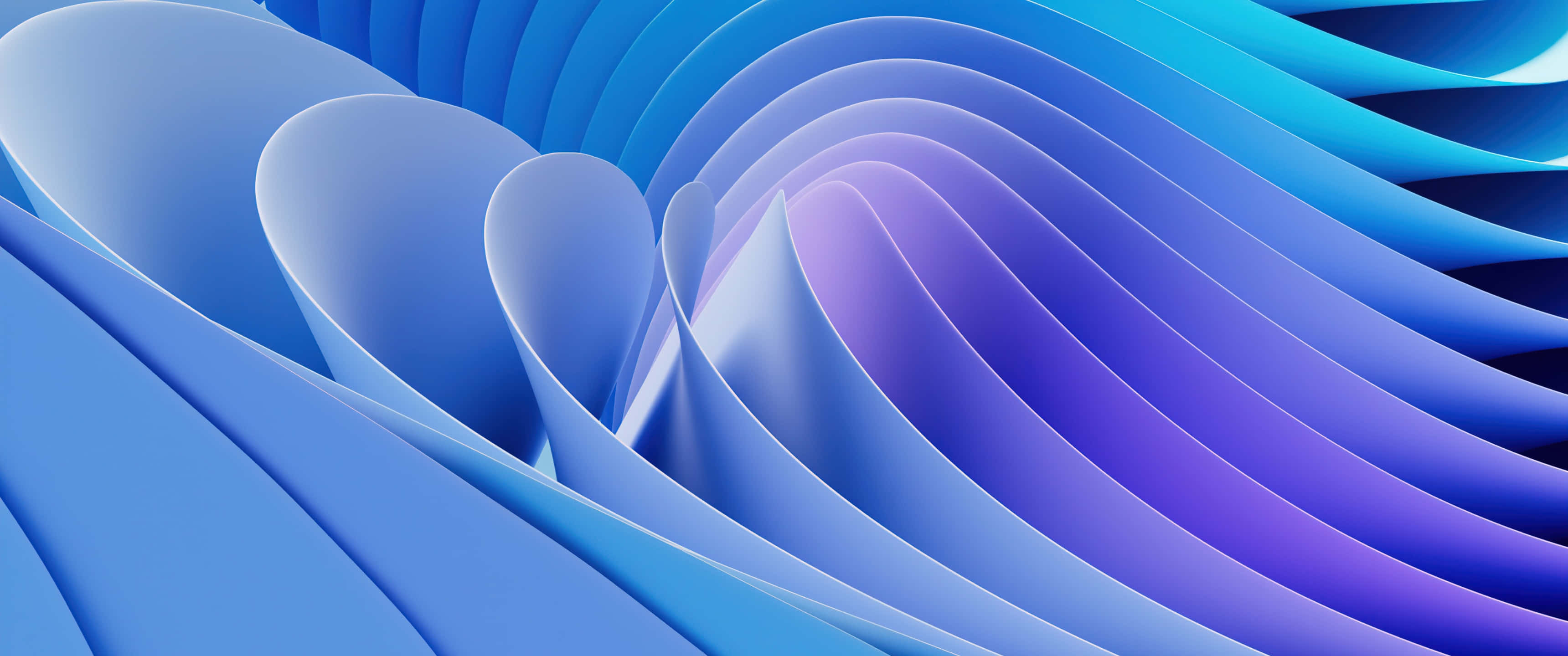 Abstract Colorful 桌布 壁紙 — 藍色和紫色漸層材質的流暢波浪以節奏性運動彎曲，創造出未來主義的抽象設計。