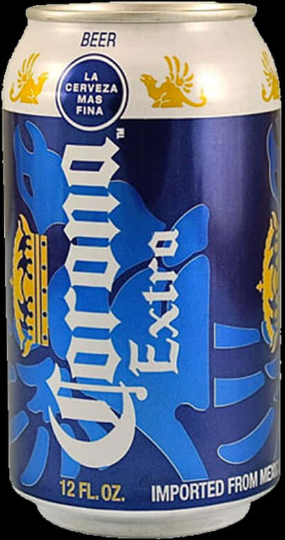Corona Beer 桌布 壁紙 — 藍色和金色的Corona Extra啤酒罐特寫，帶有粗體白色字體和皇冠圖案。