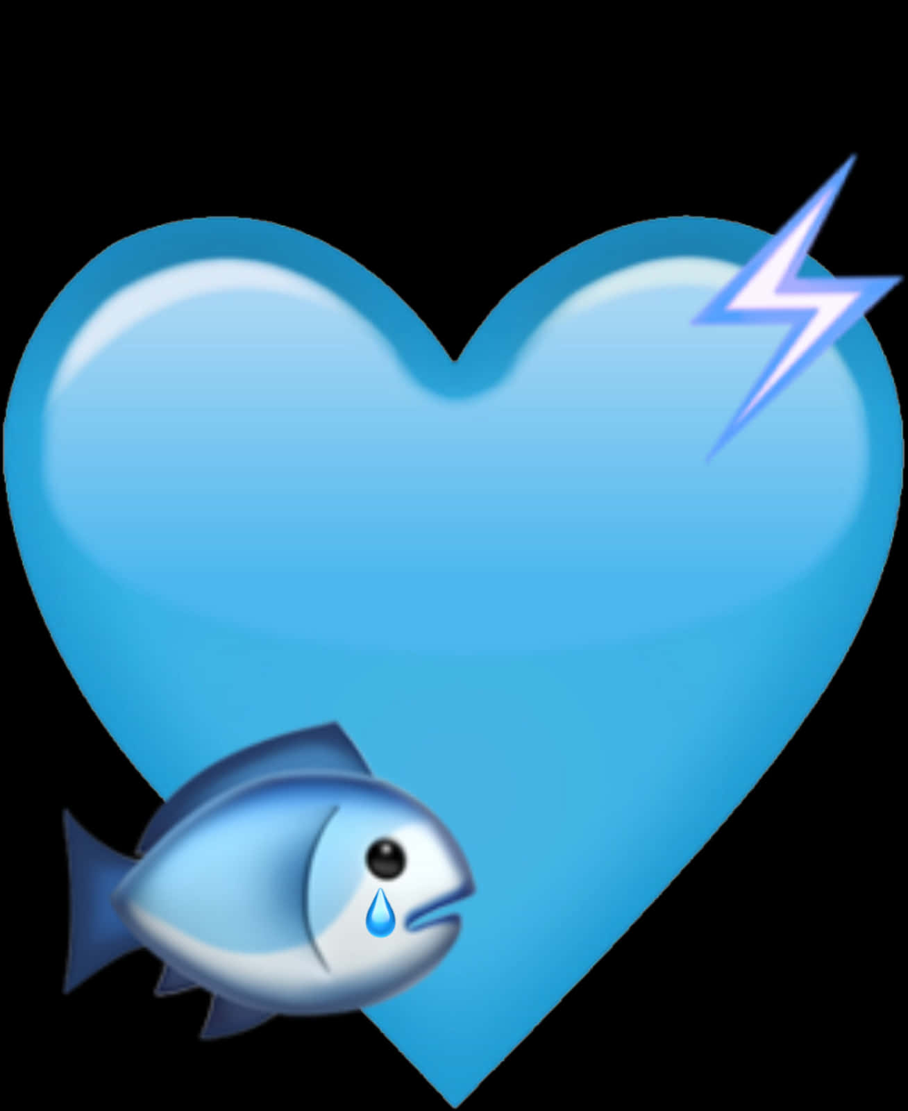 藍色心形魚與閃電 壁紙