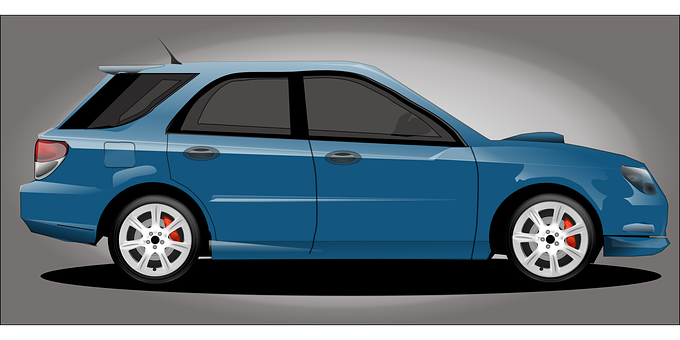 藍色掀背車插畫 壁紙