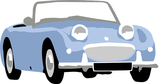 藍色敞篷卡通車 壁紙