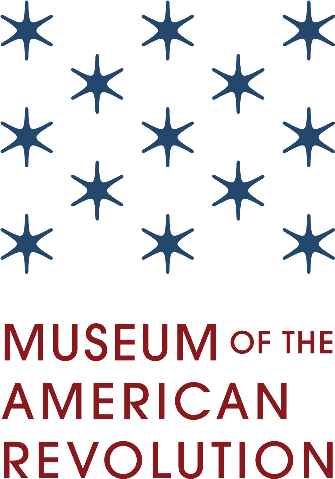 revolution 桌布 壁紙 — 藍色星形在黑色背景上漂浮，紅色文字寫著 Museum of the American Revolution。