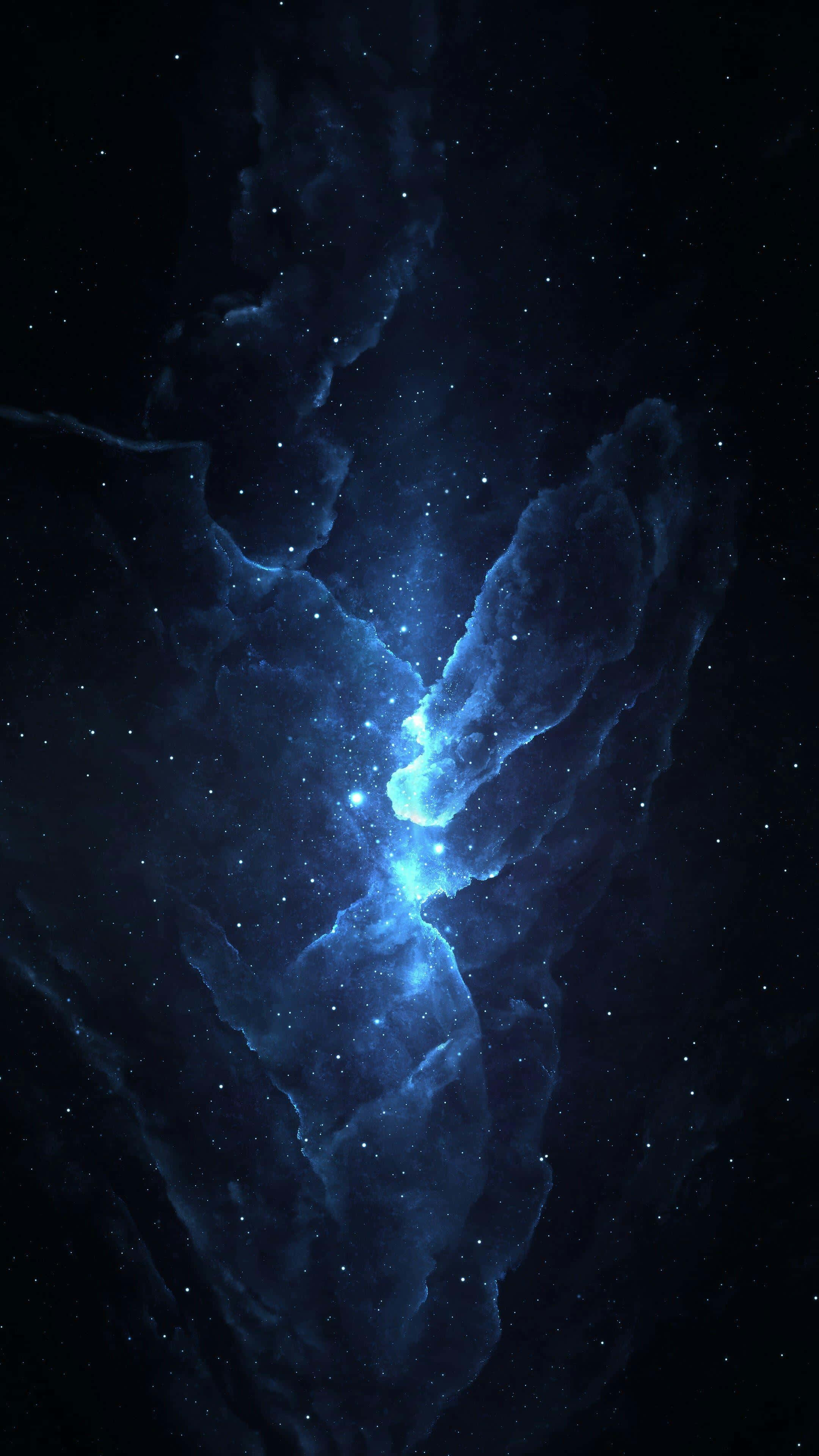 藍色星空與星雲交融的宇宙空間 壁紙