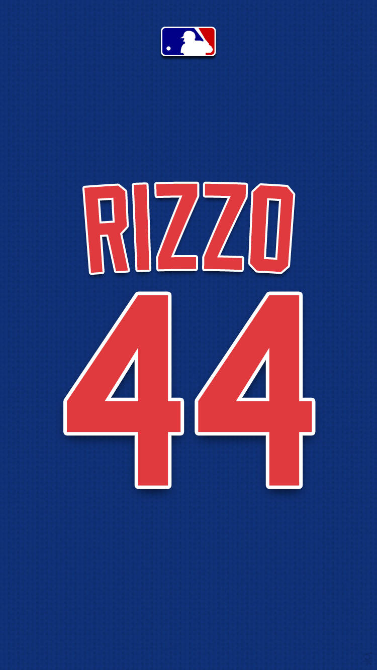 Cubs 桌布 壁紙 — 藍色棒球球衣近照，上面有紅色 'RIZZO 44' 字樣和 MLB 標誌。