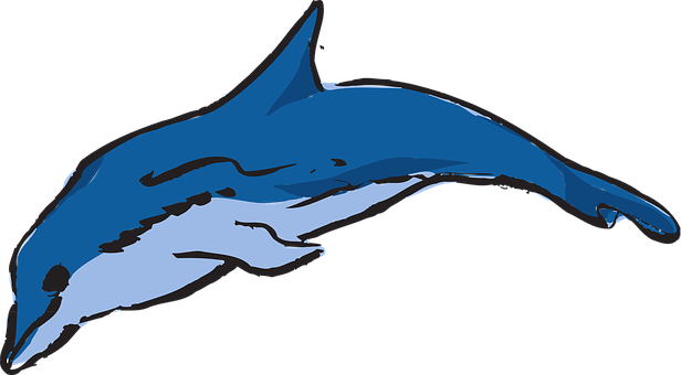 藍色海豚插畫 壁紙