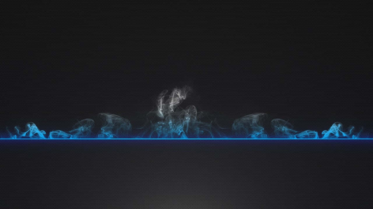 Banner 桌布 壁紙 — 藍色發光煙霧從水平線上升，背景為深色紋理。