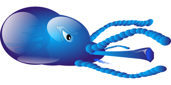 藍色章魚向量插畫 壁紙