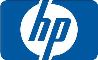 Hp Logo 桌布 壁紙 — 藍色背景，黑色圓圈內含風格化的藍色HP標誌。