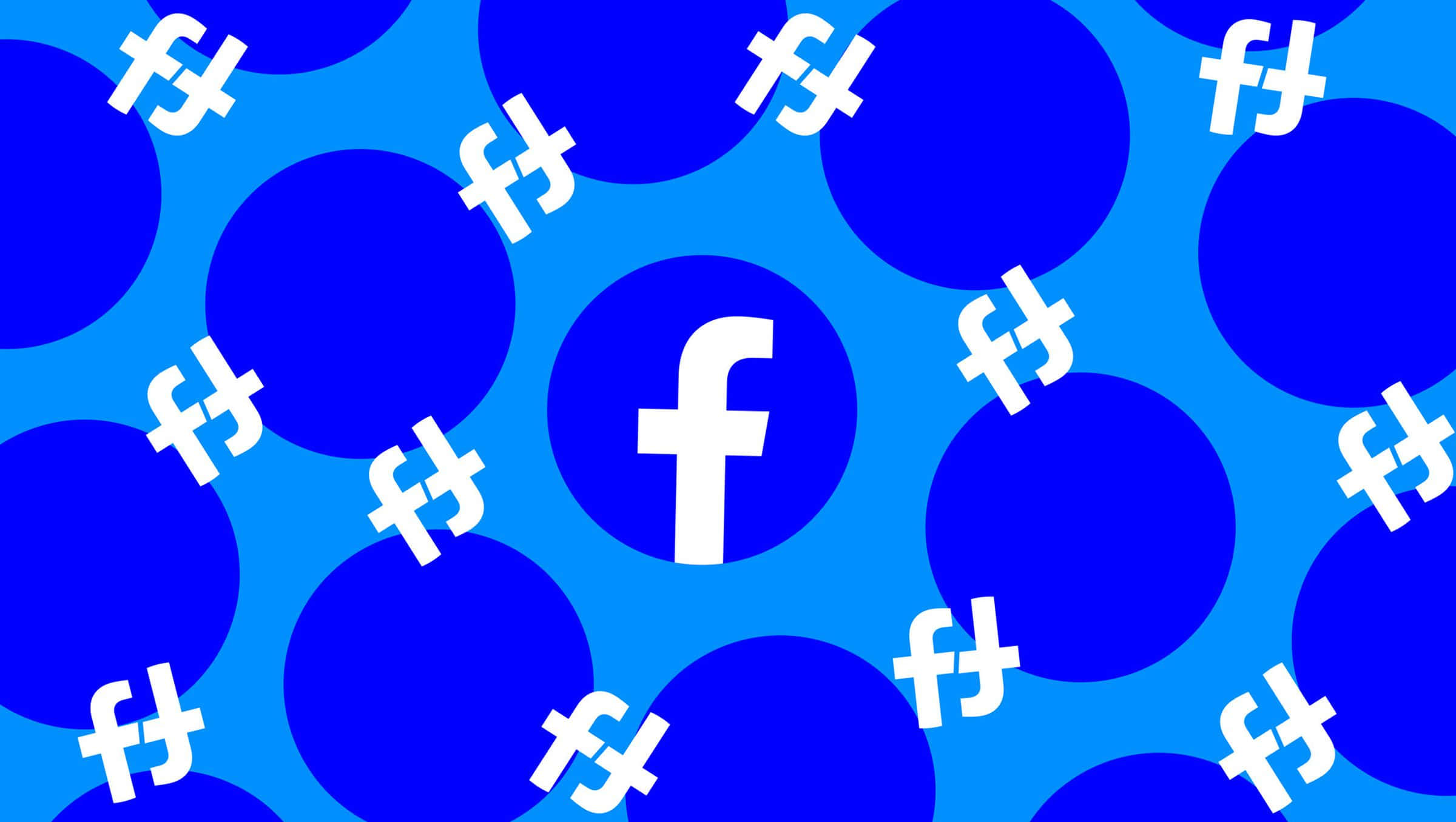 藍色背景上佈滿了許多Facebook標誌 壁紙