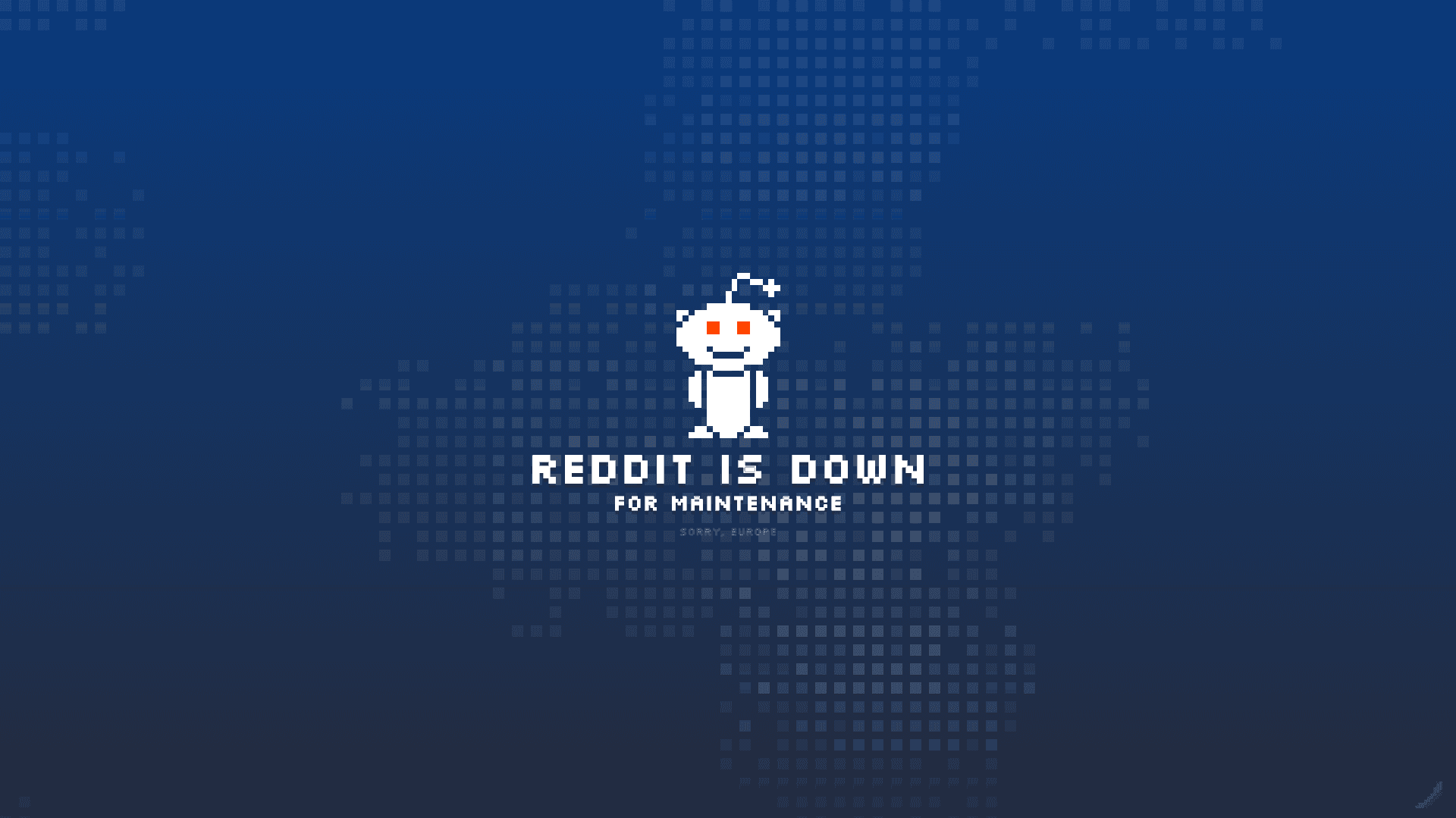 藍色背景上寫著Reddit當機 壁紙